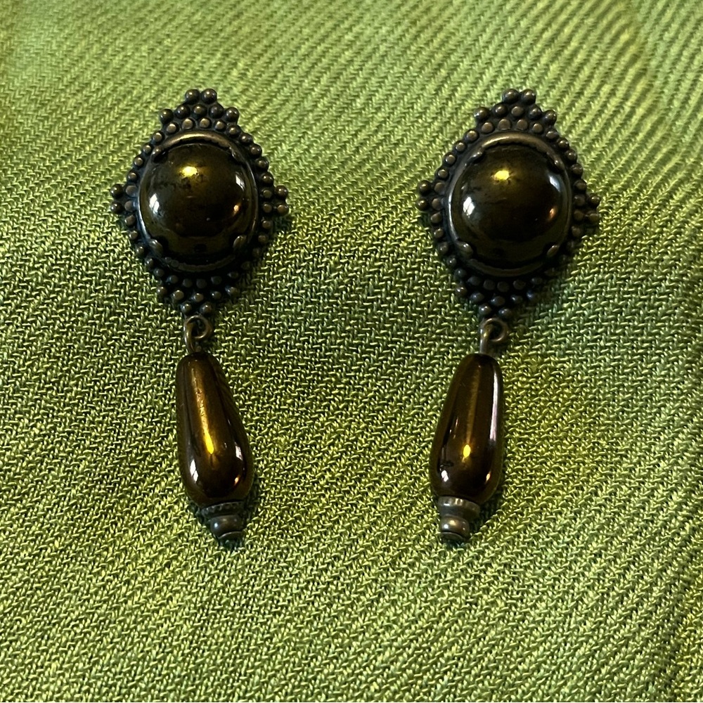Vintage Teardrop Earrings - Victorian Revival/Medieval-style